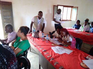 Health workers participating in a monthly SAIA meeting in Mozambique