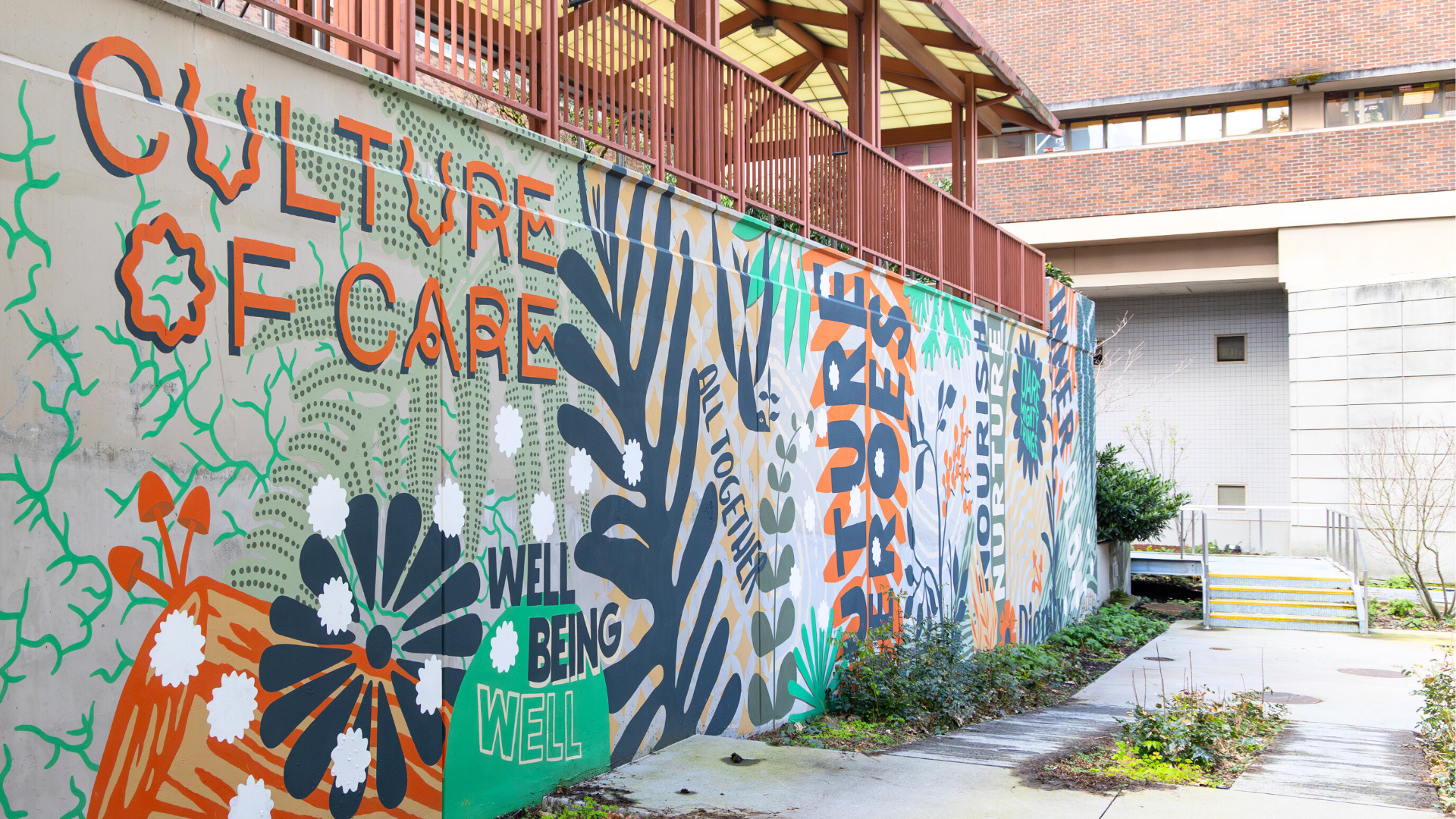 UW Health Sciences Building colorful mural