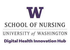 University of Washington School of Nursing logo with a large purple ‘W’ above the text ‘School of Nursing, University of Washington, Digital Health Innovation Hub.’